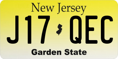 NJ license plate J17QEC