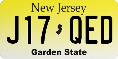 NJ license plate J17QED