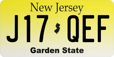 NJ license plate J17QEF