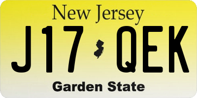 NJ license plate J17QEK