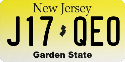 NJ license plate J17QEO