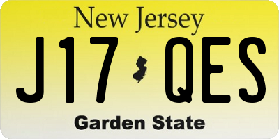 NJ license plate J17QES