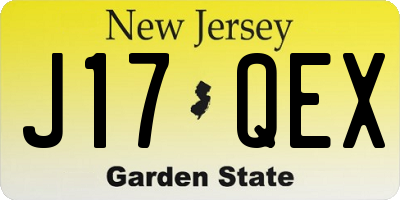 NJ license plate J17QEX