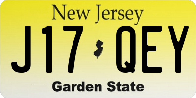 NJ license plate J17QEY
