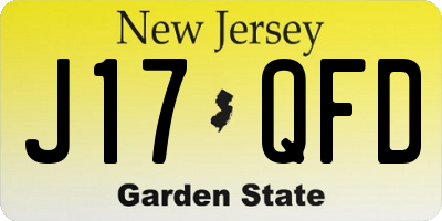 NJ license plate J17QFD