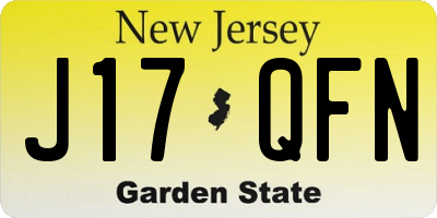 NJ license plate J17QFN