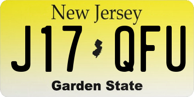 NJ license plate J17QFU