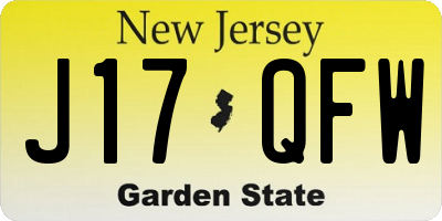 NJ license plate J17QFW
