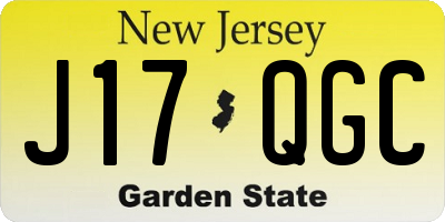 NJ license plate J17QGC