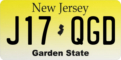 NJ license plate J17QGD