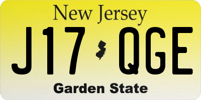 NJ license plate J17QGE