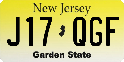 NJ license plate J17QGF