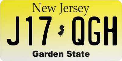 NJ license plate J17QGH