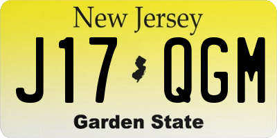 NJ license plate J17QGM