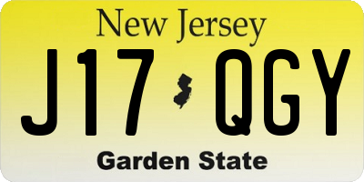 NJ license plate J17QGY