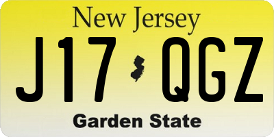 NJ license plate J17QGZ