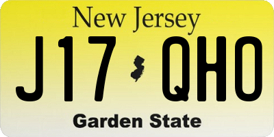 NJ license plate J17QHO