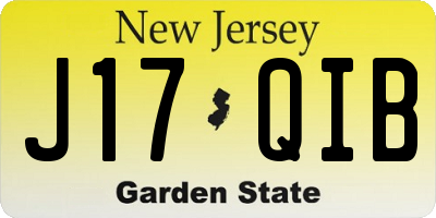 NJ license plate J17QIB