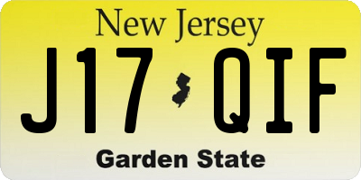 NJ license plate J17QIF