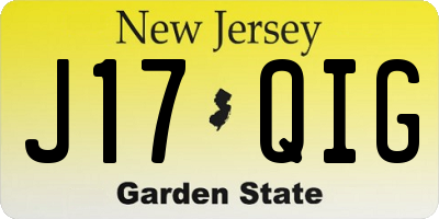 NJ license plate J17QIG