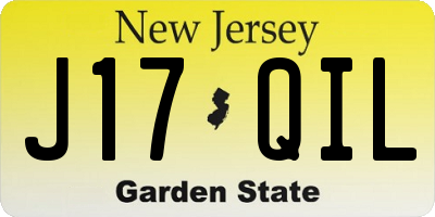 NJ license plate J17QIL