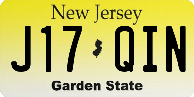 NJ license plate J17QIN