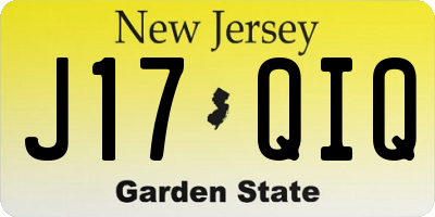 NJ license plate J17QIQ