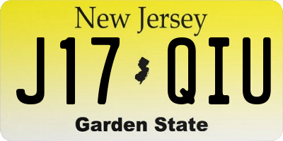 NJ license plate J17QIU