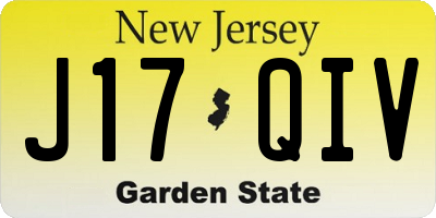 NJ license plate J17QIV