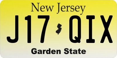 NJ license plate J17QIX
