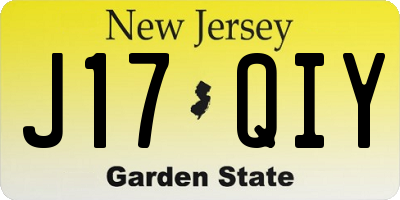 NJ license plate J17QIY