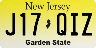NJ license plate J17QIZ