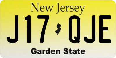 NJ license plate J17QJE