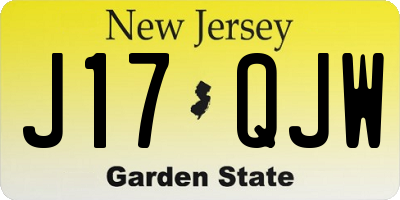 NJ license plate J17QJW