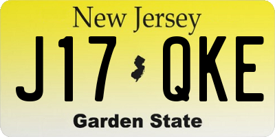 NJ license plate J17QKE