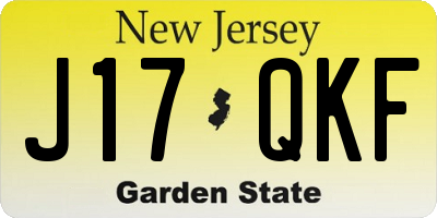 NJ license plate J17QKF