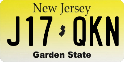 NJ license plate J17QKN