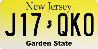NJ license plate J17QKO
