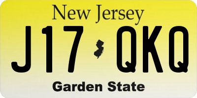 NJ license plate J17QKQ