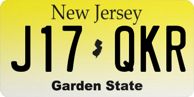 NJ license plate J17QKR