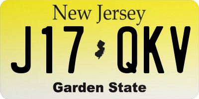 NJ license plate J17QKV