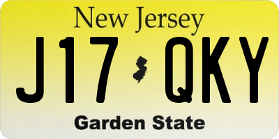 NJ license plate J17QKY