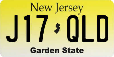 NJ license plate J17QLD