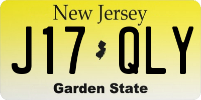 NJ license plate J17QLY