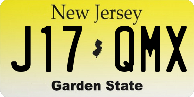 NJ license plate J17QMX