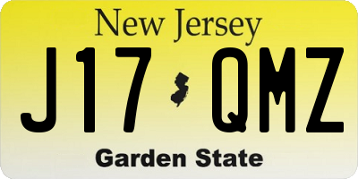 NJ license plate J17QMZ