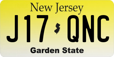 NJ license plate J17QNC