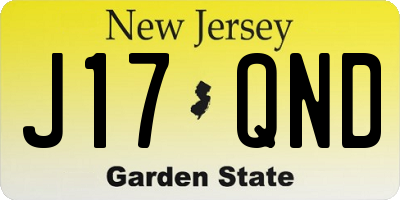 NJ license plate J17QND