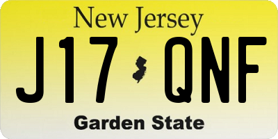 NJ license plate J17QNF