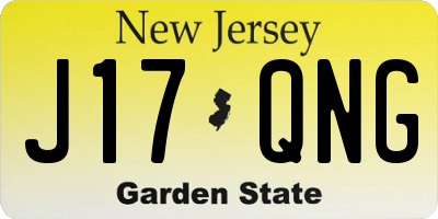 NJ license plate J17QNG